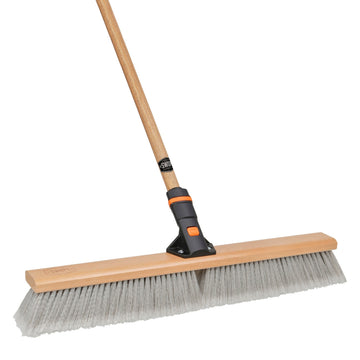 24 in. Smooth Surface Push Broom Head with 60 in. Wood Handle Combo